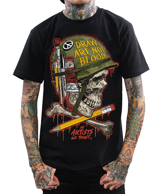 draw art not blood shirt on model