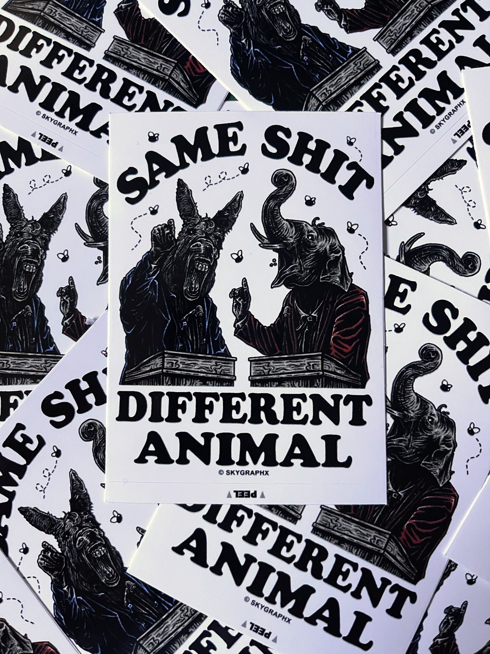 skygraphx stickers same shit different animal