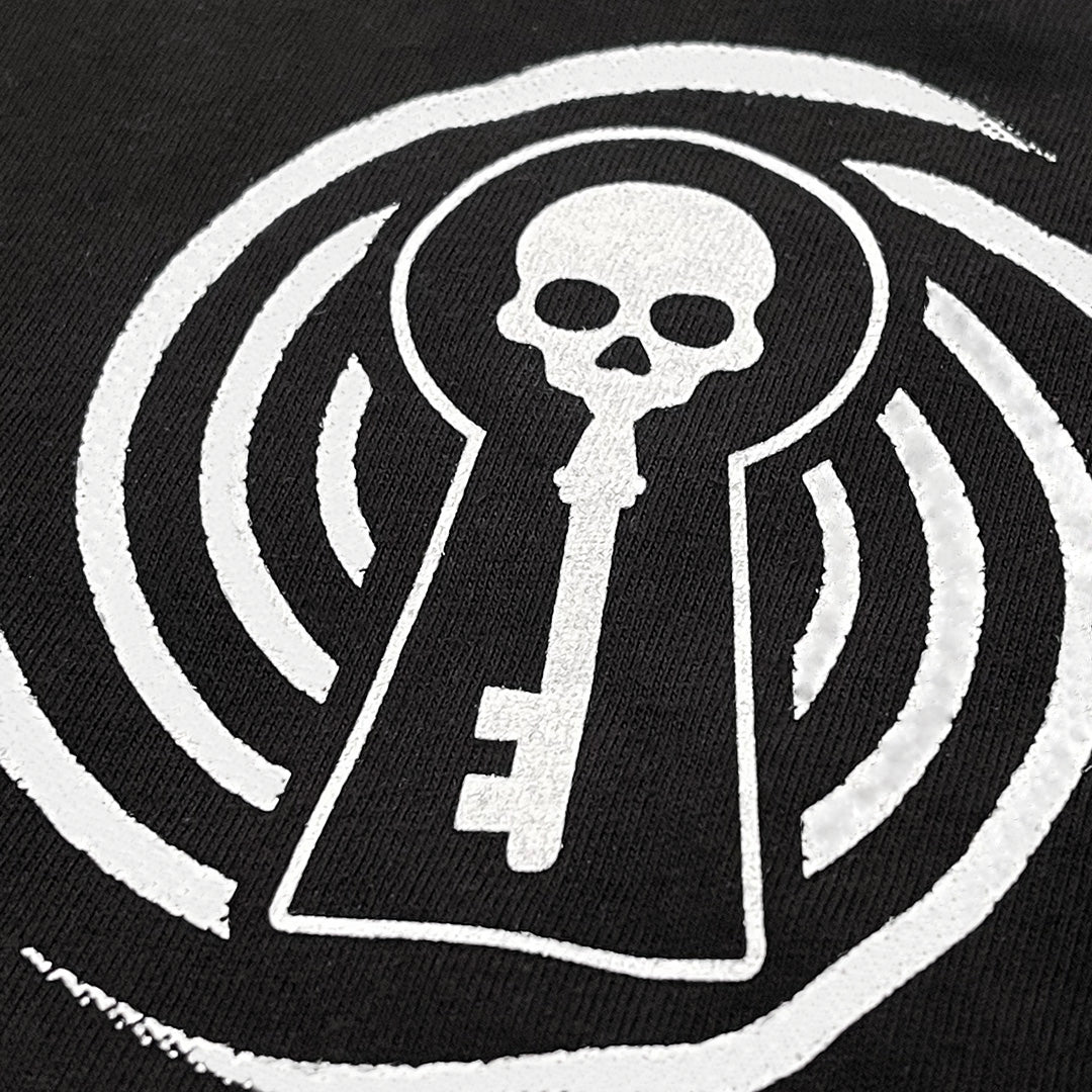 skeleton key design from front of open your mind shirt