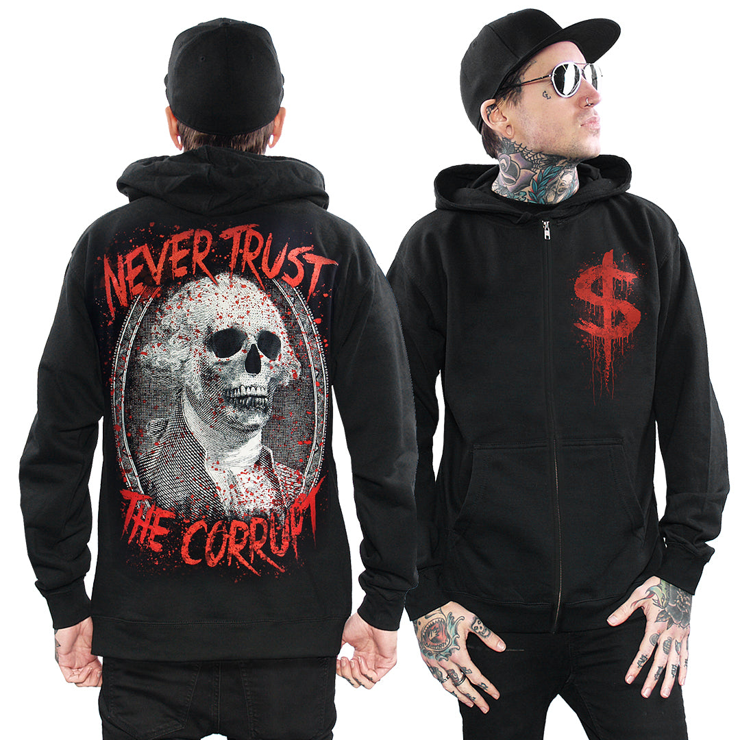 NEVER TRUST THE CORRUPT ZIP-UP HOODIE