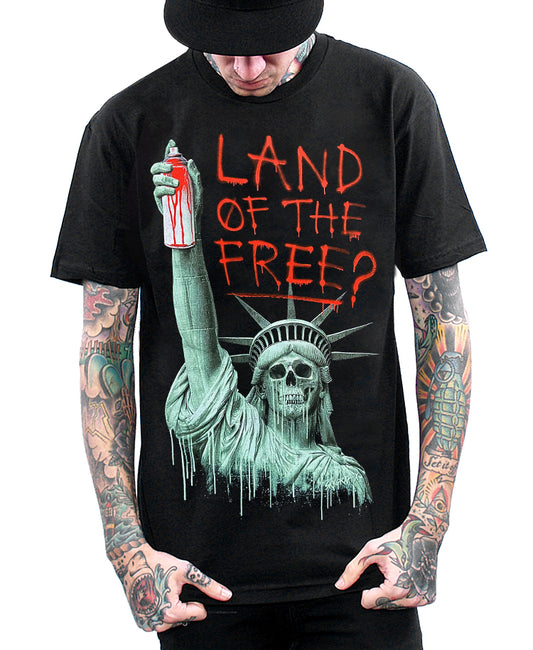 land of the free t-shirt on model