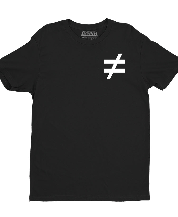 shirt with unequal symbol