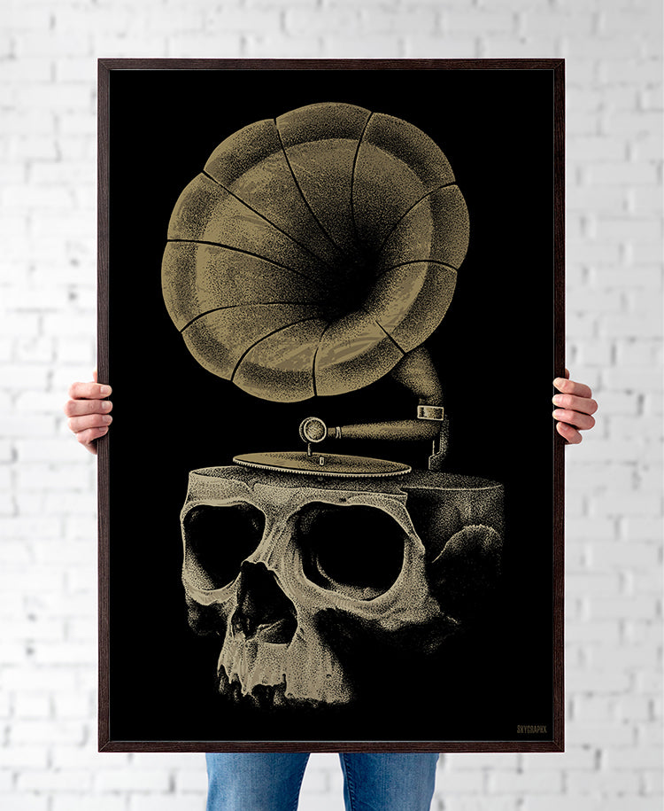 poster of phonograph skull