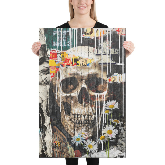 canvas with skull and grunge style