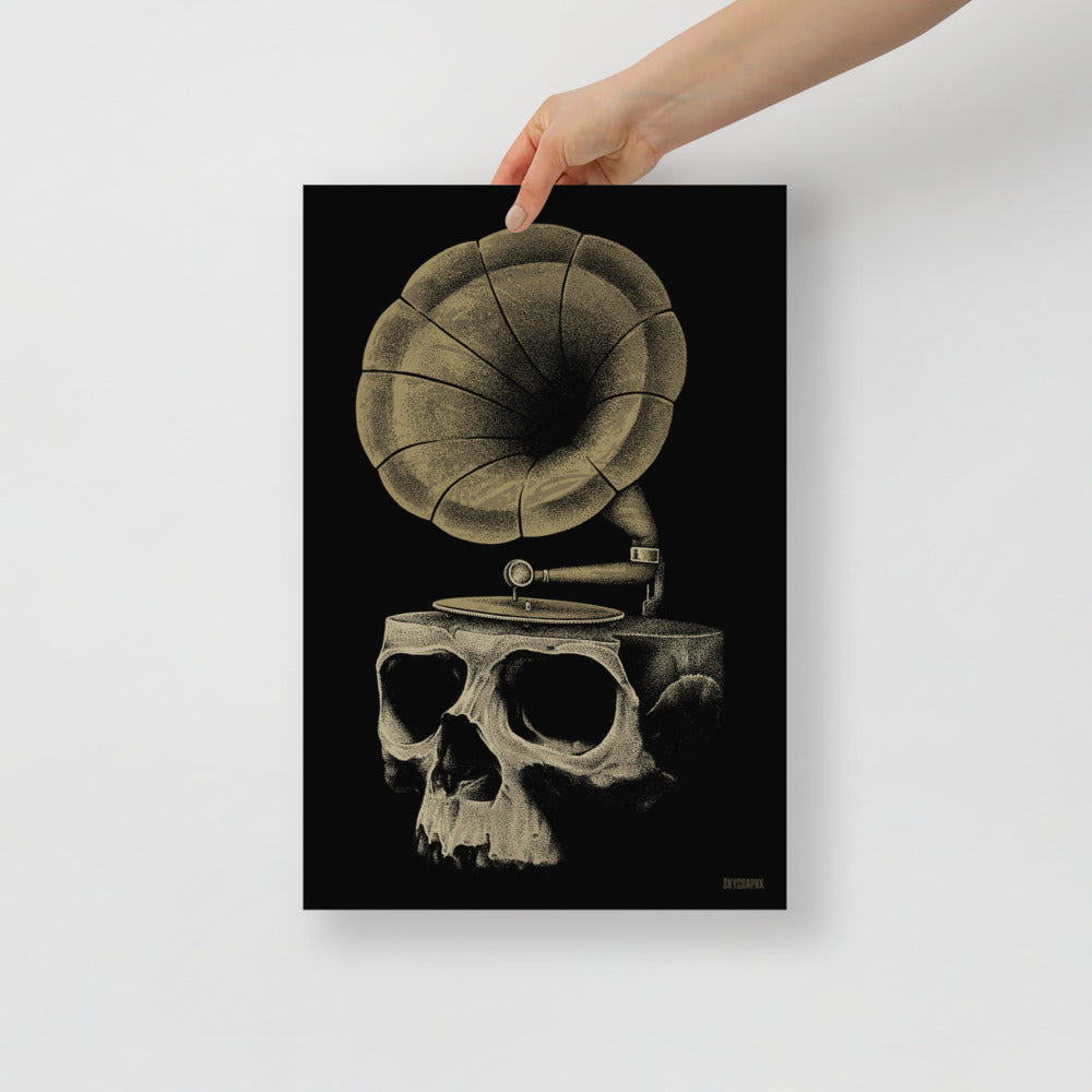 poster of phonograph skull