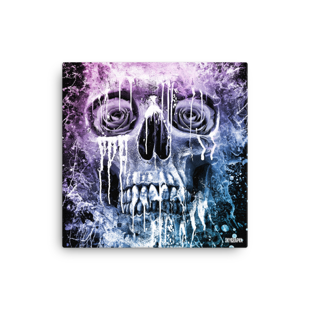 dripping skull with roses in eyes