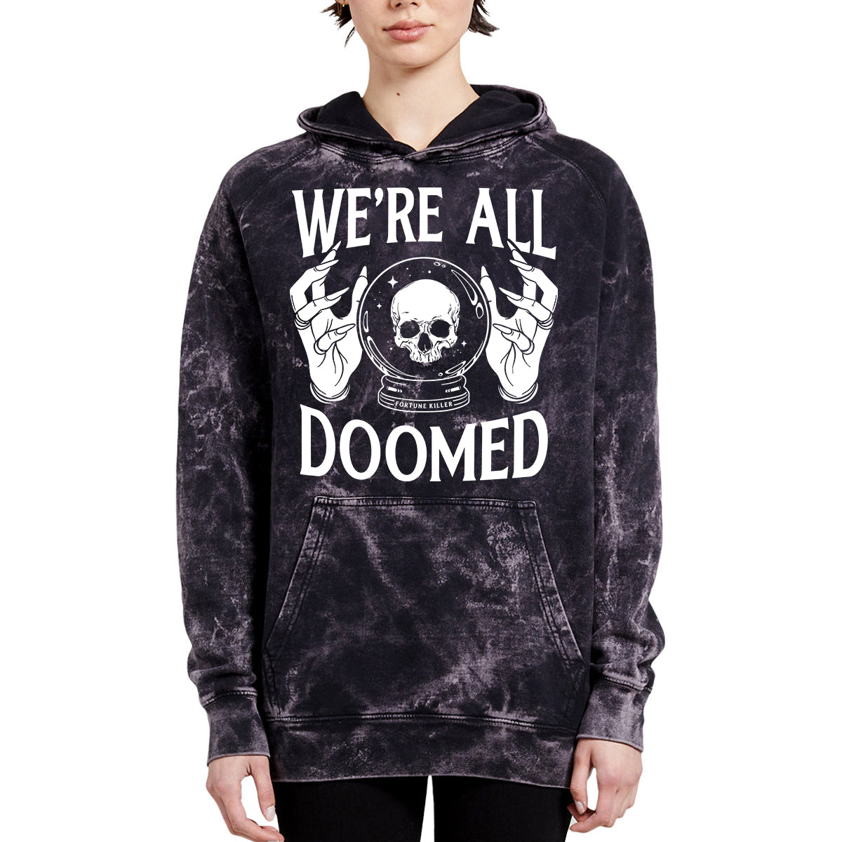 WE’RE ALL DOOMED ACID WASH HOODIE