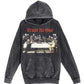 Black hoodie with graphic design of 'Trust No One' on a white background