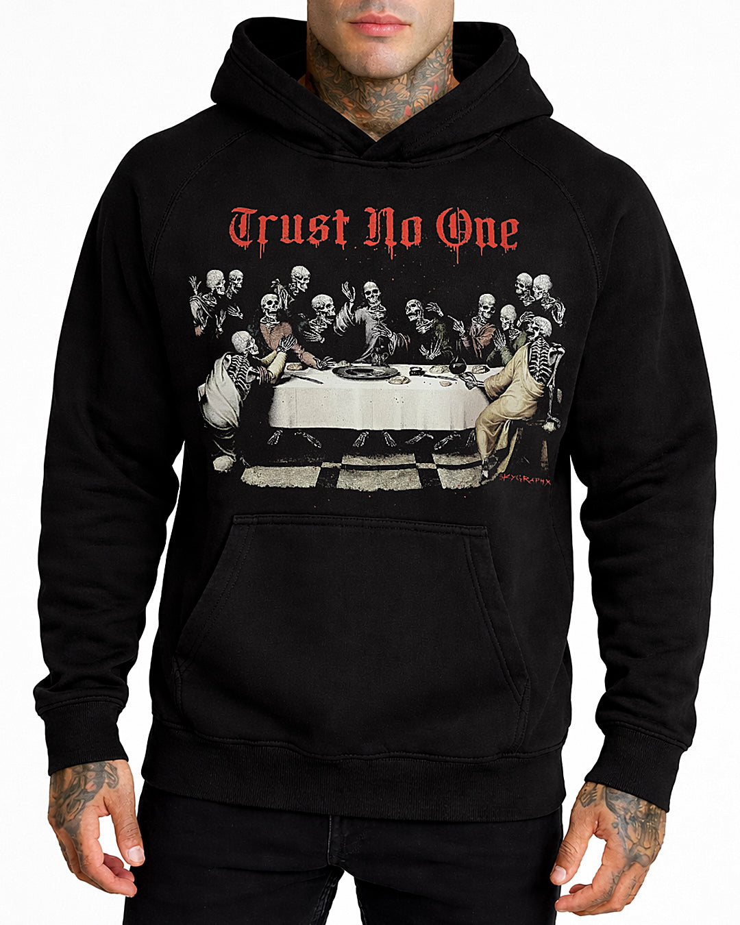 TRUST NO ONE LAST SUPPER HOODIE – Skygraphx