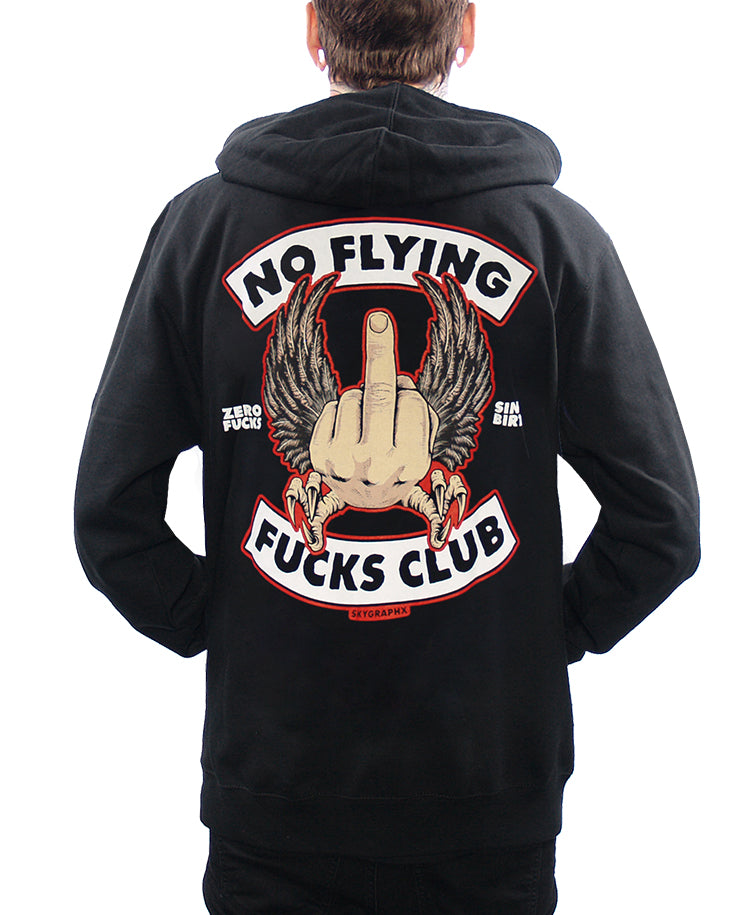 NO FLYING FUCKS ZIP-UP HOODIE