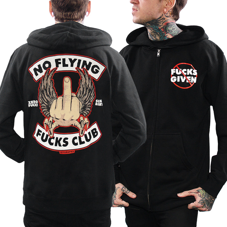 NO FLYING FUCKS ZIP-UP HOODIE