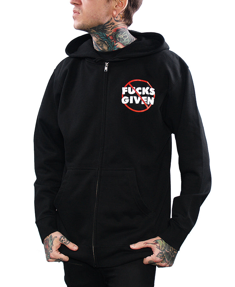 NO FLYING FUCKS ZIP-UP HOODIE