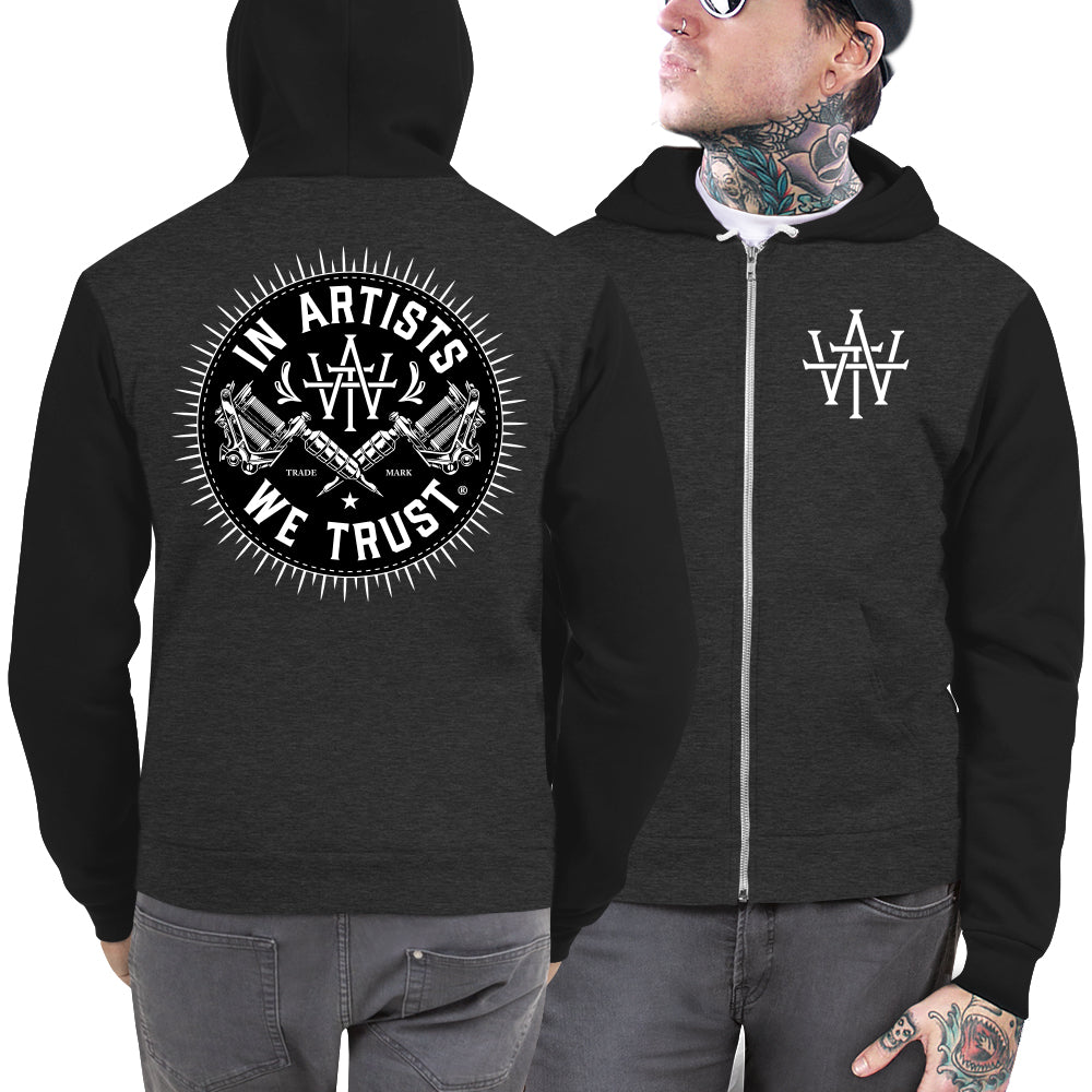 IN ARTISTS WE TRUST LOGO SEAL ZIP-UP HOODIE